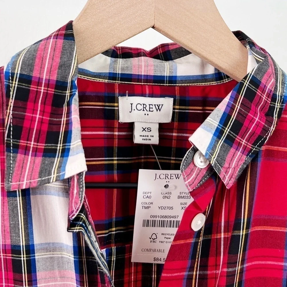 NWT J. Crew Mixed-tartan plaid button down shirt in signature fit